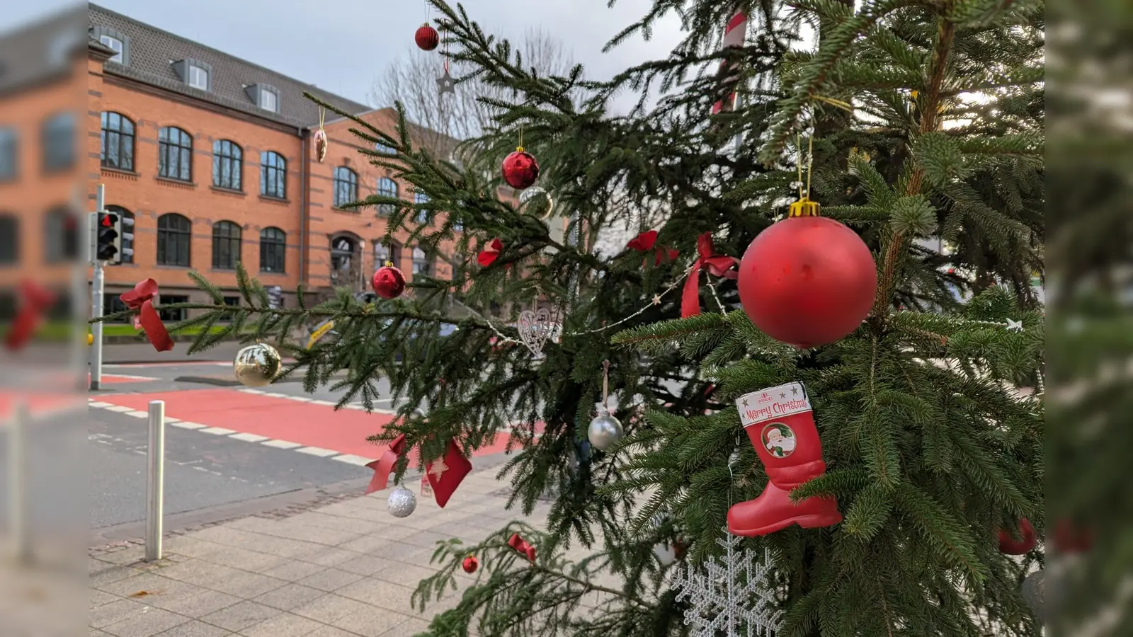 In den letzten Tagen hat der „Little Ugly Christmas Tree“ viel Liebe bekommen und wurde von engagierten Bürgern geschmückt. (Foto: Stadtmarketing Holzminden GmbH)