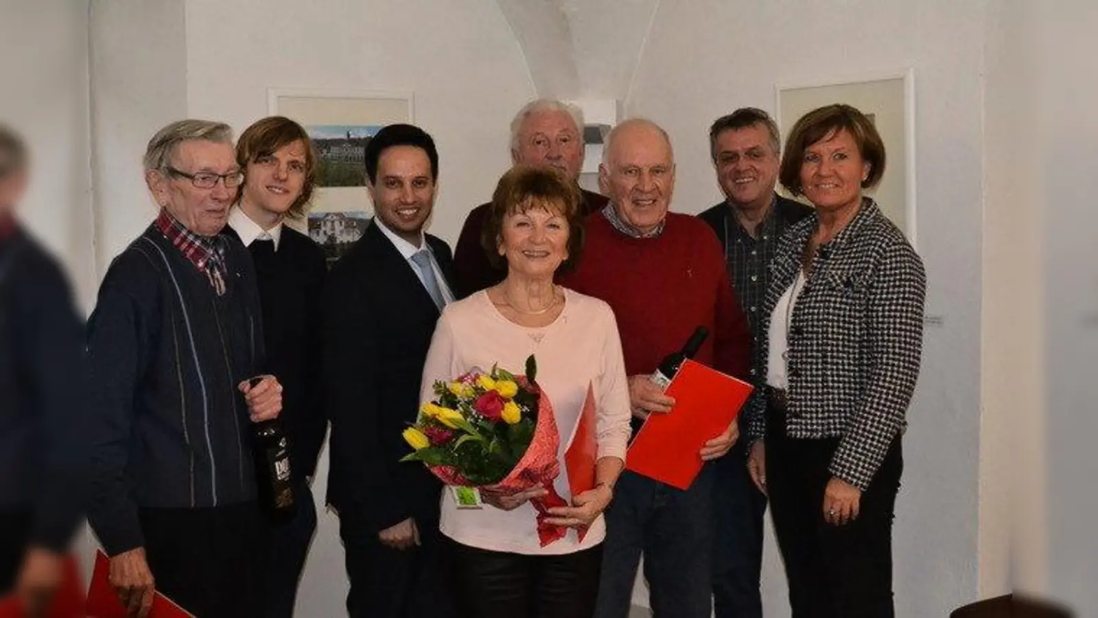 Jubilare und Gratulanten (von links): Horst Sander, Heiko Meckbach (OV-Vorsitzender), Oliver Uloth, Gisela Seitz, Jochen Pitz, Jürgen Seitz, Joachim Ewers (stellv. OV-Vorsitzender) und Ester Dilcher. (Foto: Foto: K. E. Franz)
