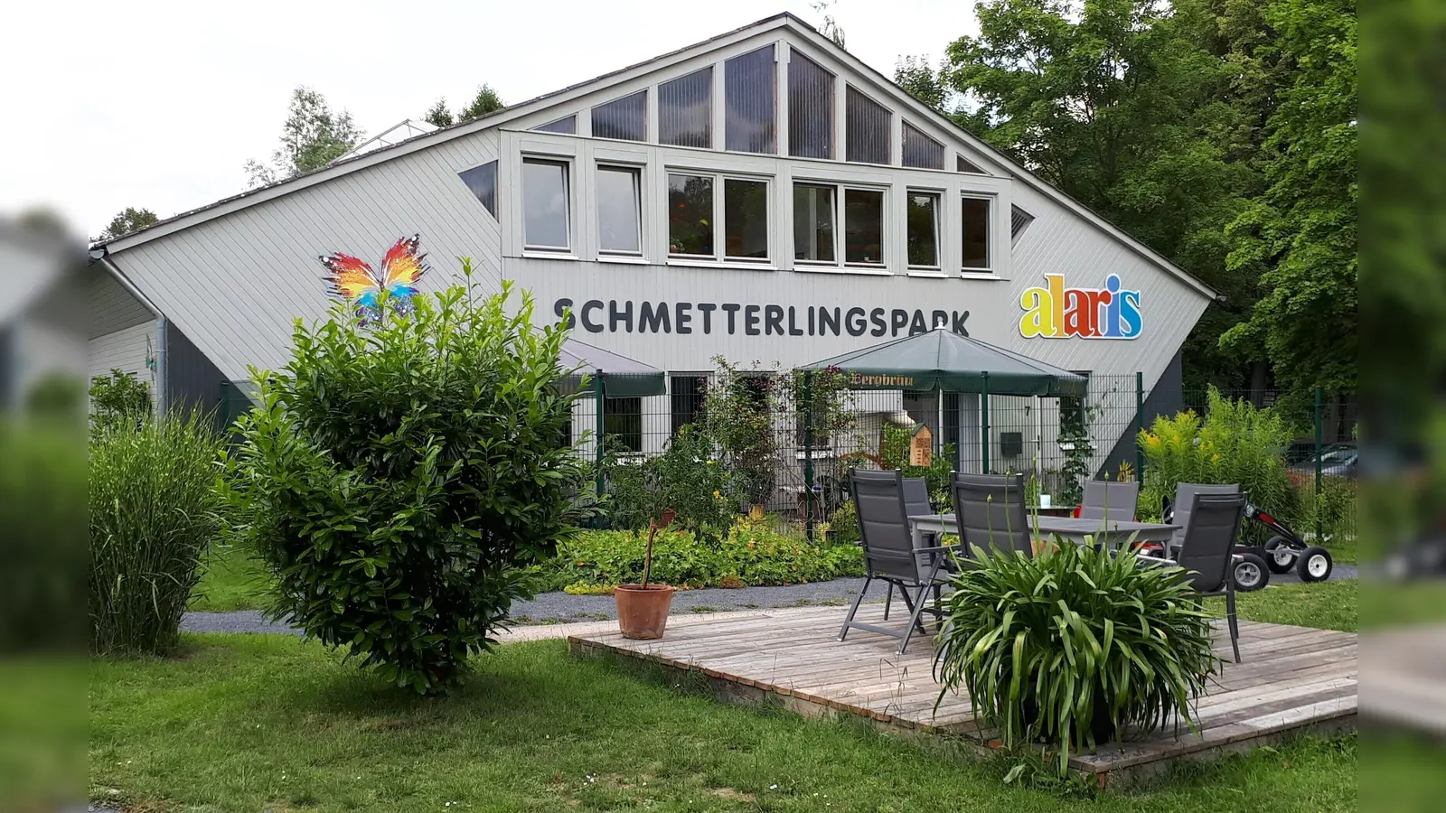 Farbenfrohe Schmetterlinge gleiten über den Teich durch das Tropenhaus. Wie wird aus einem kleinen Ei ein Schmetterling? Besucher können alle Entwicklungsstadien von Ei, über Raupe und Puppe bis hin zum Schmetterling entdecken. (Foto: Touristik-Information Uslar, C. Filpe)