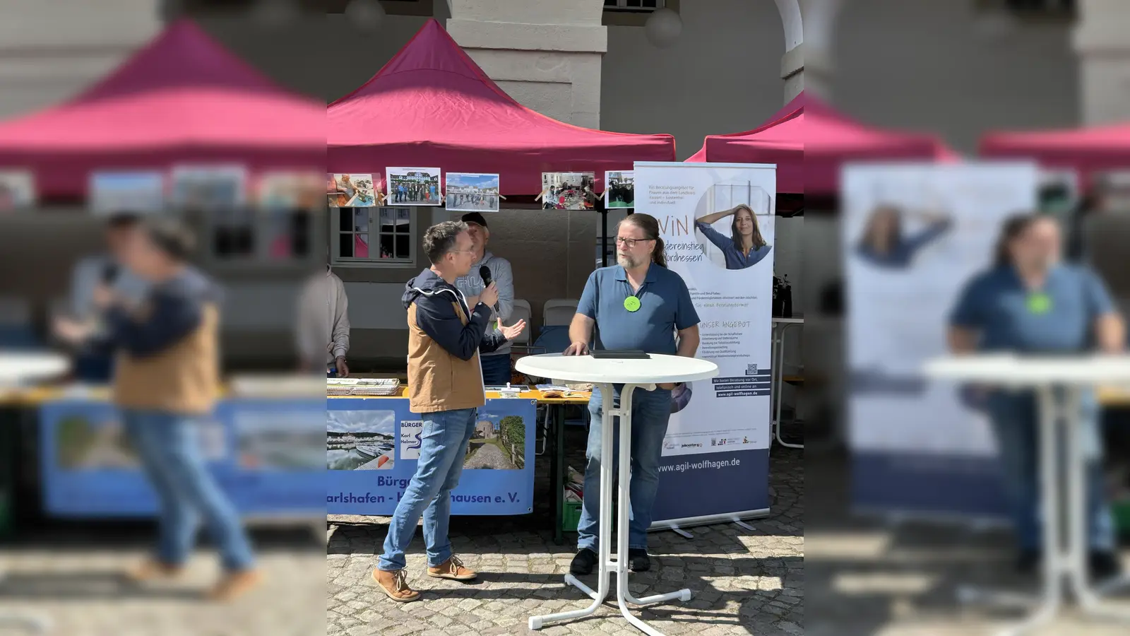 Der Bürgermeister Marcus Dittrich und der 1. Vorsitzende Dag Steinchen bei der Eröffnung des Markt-Festivals.  (Foto: Claudia Kayser)