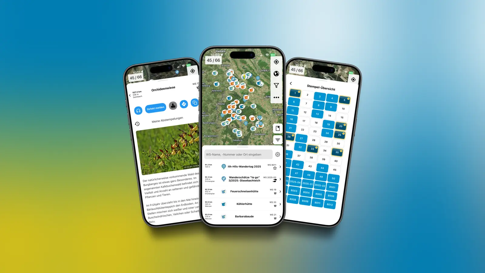 Die neue App „Wilde Heimat” zeigt übersichtlich alle Stempelstellen, den persönlichen Fortschritt und die wichtigsten Funktionen auf einen Blick. (Foto: SVR/ Yannick Weißflog)