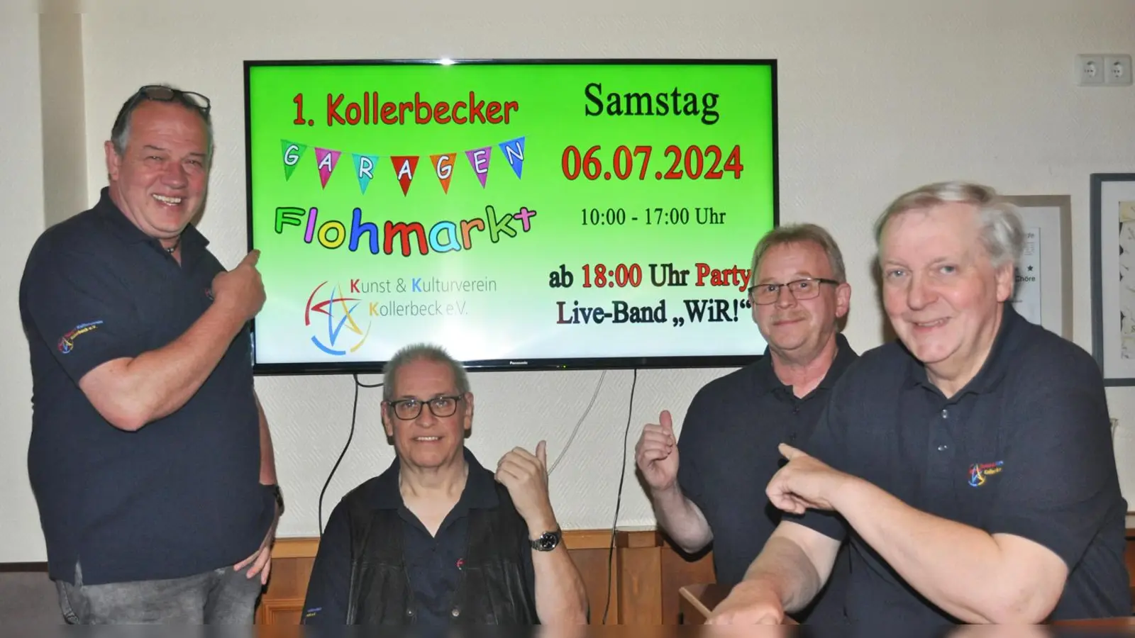 Der Vorstand des Kunst- und Kulturvereins freut sich auf den 1. Kollerbecker Garagenflohmarkt (v.l.): Vorsitzender Michael Stecker, Geschäftsführer Dirk Raders, Schriftführer Reinhard Wieneke und Kassierer Burkhard Meyer. (Foto: privat)