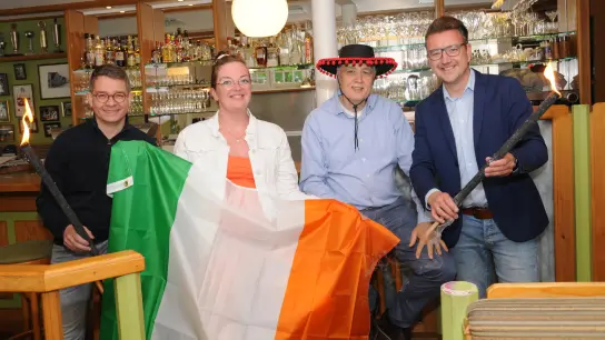 V.l.: Heiner Eyers (Hotel am Rosenberg), Eva-Maria Jovanovic (Hotel Egge Wirt), Fatbardt Tominaj (Hotel Zum brauen Hirschen) und Daniel Winkler (Bad Driburger Touristik GmbH). (Foto: privat)