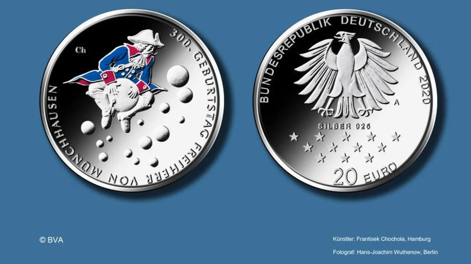 Die 20 Euro Gedenkmünze des Künstlers Frantisek CHochola aus Hamburg. (Foto: Foto: Hans-Joachim Wuthenow, Berlin)