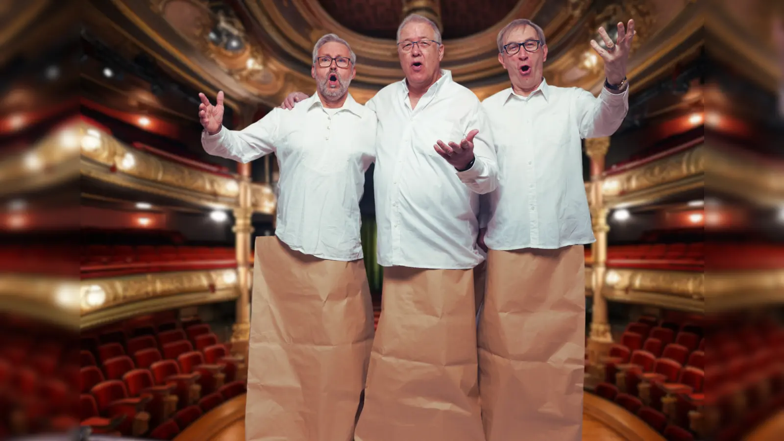 Das neue satirische Trio „Die Wundertyten“ bietet den harten Zeiten die faltenreiche Stirn. (Foto: Stephan Haber)