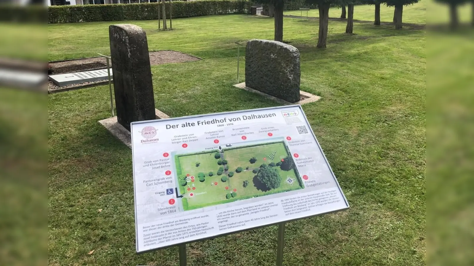 Plan des Friedhofes auf einer Infotafel am seitlichen Eingang.  (Foto: privat)