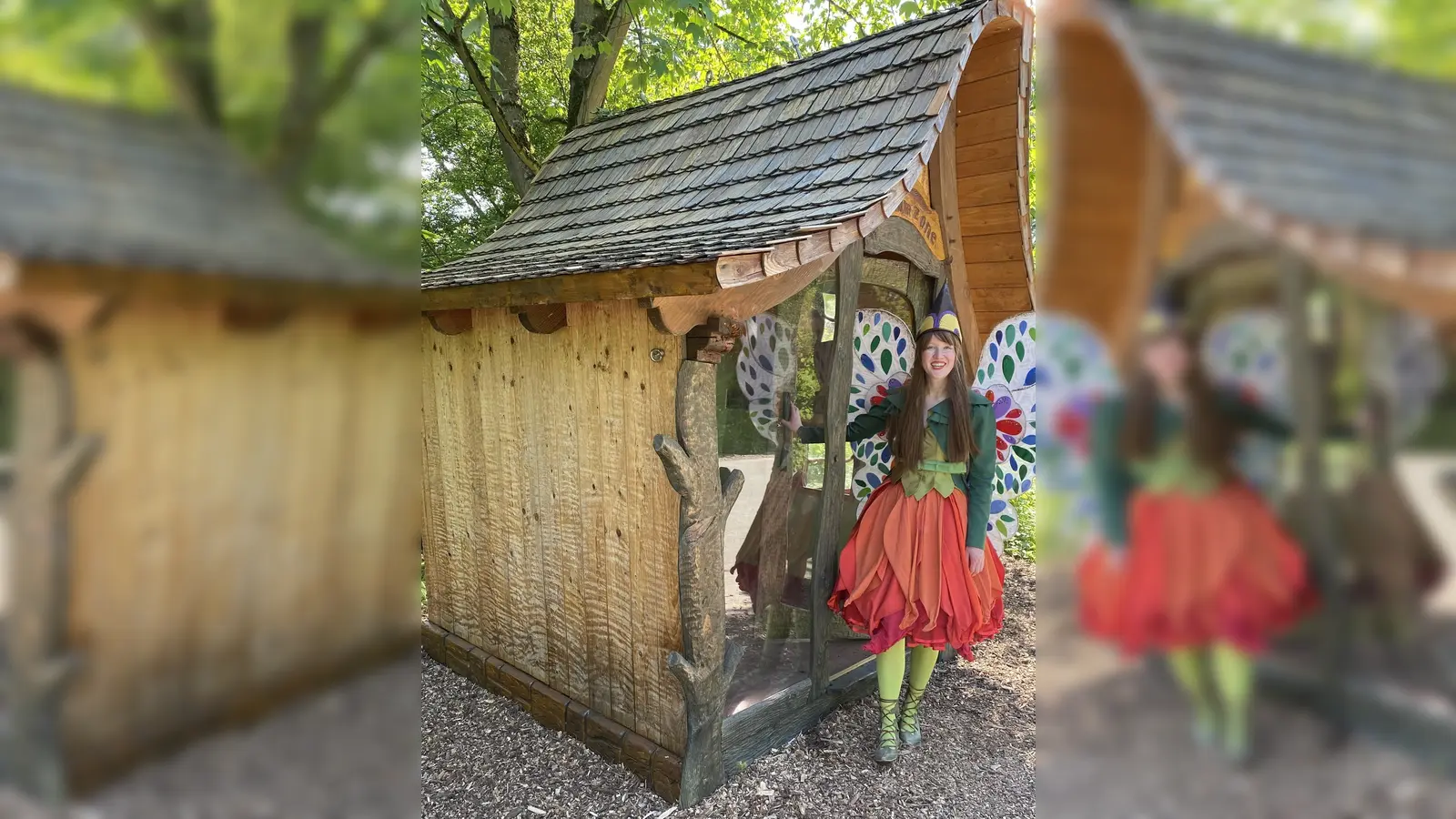 Gartenschau-Elfe Holli hat ein Zuhause auf der Weserscholle bekommen. Damit sie es dort in „Hollis Wood“ gemütlich hat, fehlen noch kleine Einrichtungsgegenstände. Wer möchte, kann Holli am Freitag (23. Juni) ab 14 Uhr etwas bringen.  (Foto: Manuela Puls/LGS-Höxter )
