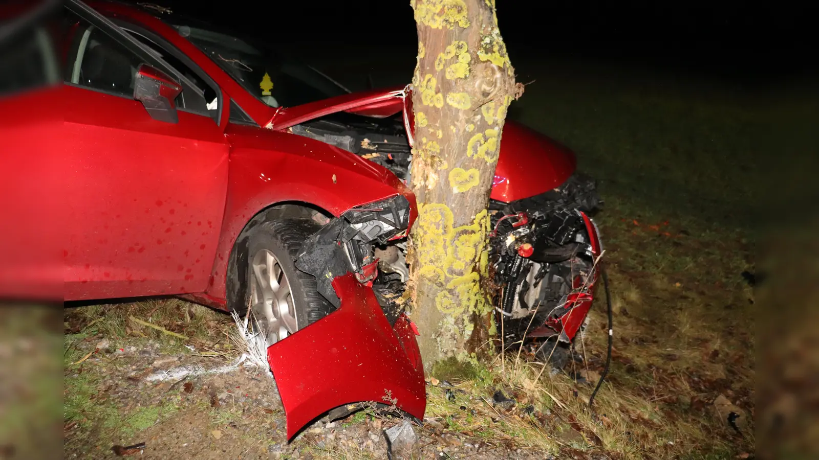 Verunfallter Seat. (Foto: Polizei Kreis Höxter)
