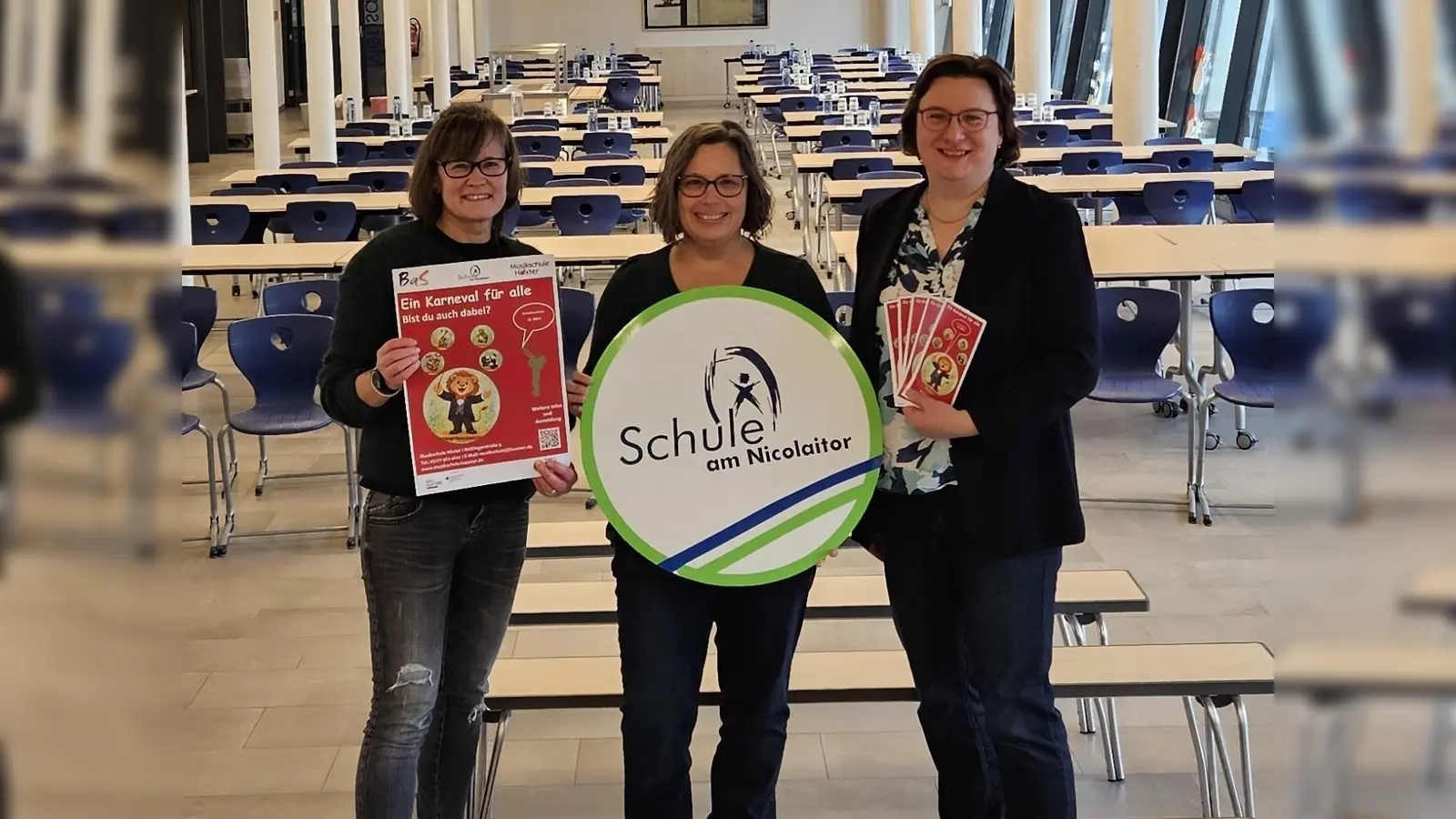 Nadine Schwake (OGS), Bettina Becker (Schule am Nicolaitor) und Klaudia Knapp (Musikschule) (v. l.) freuen sich auf ein neues gemeinsames Projekt. (Foto: Stadt Höxter / Musikschule Höxter)