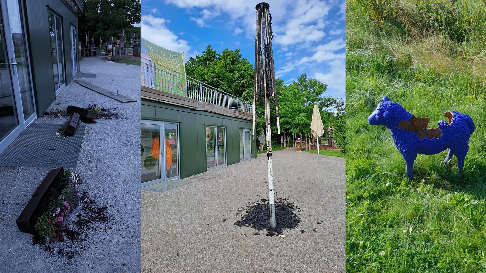 Die traurigen Ergebnisse des Vandalismus. (Foto: Förderverein Landesgartenschau Höxter)
