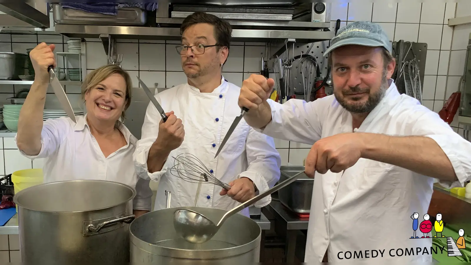 Schmeckts? Das fragen Jacqueline Amirfallah, Lars Wätzold und Michael Zalejski. (Foto: Comedy Company)