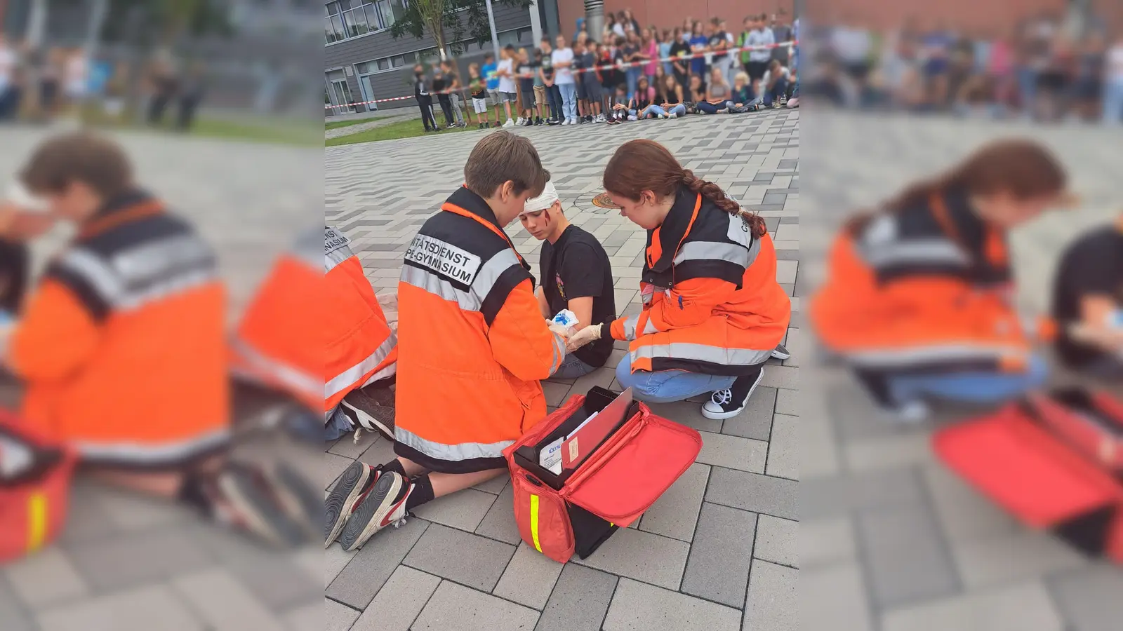 Der Schulsanitätsdienst führte zum Jubiläum eine Übung vor Publikum durch. (Foto: privat)