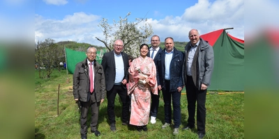 In der Rühler Schweiz feierten Reileifzen und Golmbach ihr Kirschblütenfest, zusammen mit Ehrengästen aus Japan. (Foto: Marc Otto)
