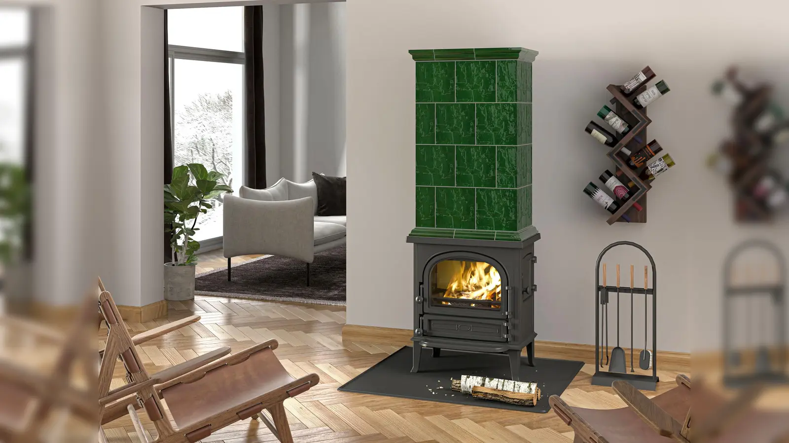 Ein Kachelofen nutzt den regenerativen Energieträger Holz effizient und strahlt über seine Keramik behagliche Wärme mit hohem Infrarotanteil ab. (Foto: DJD/AdK/www.kachelofenwelt.de/Gutbrod )