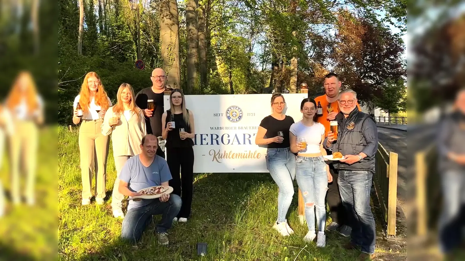 Das Team 2025: Fiona Kropp, Lara Degenhardt, Michael Tewes, Holger Schütze (Biergarten Betreiber), Valeria Tissen, Michaela Ashauer, Olivia Ernst, Markus Simmes, Michael Kohlschein (Brauereichef). (Foto: Warburger Brauerei)