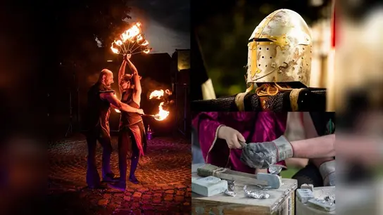 Felgenfest mit Mittelalterlager in Bodenwerder 2023. Ausstattung des Castrum Everstein und die Feuershor der Elements of Fire. (Foto: Samtgemeinde Bodenwerder-Polle / Die Photo-WG)