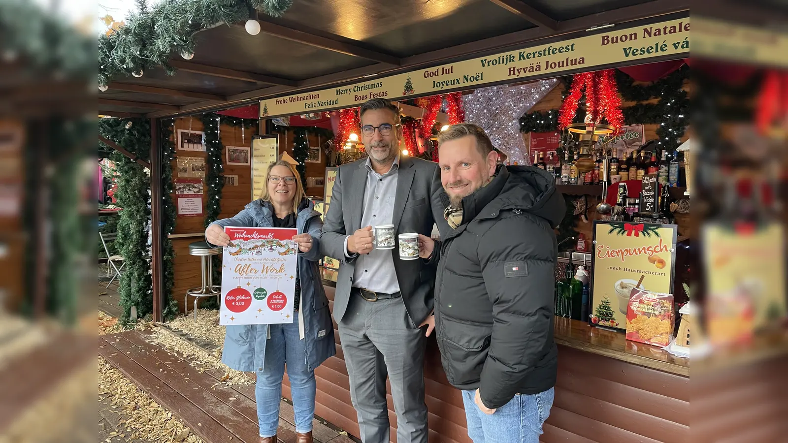 V.l.: Inga Schaper, Stadtmarketing, Bürgermeister Christian Belke und Peter Ulf Geisler, Stadtmarketing. (Foto: Stadtmarketing Holzminden)