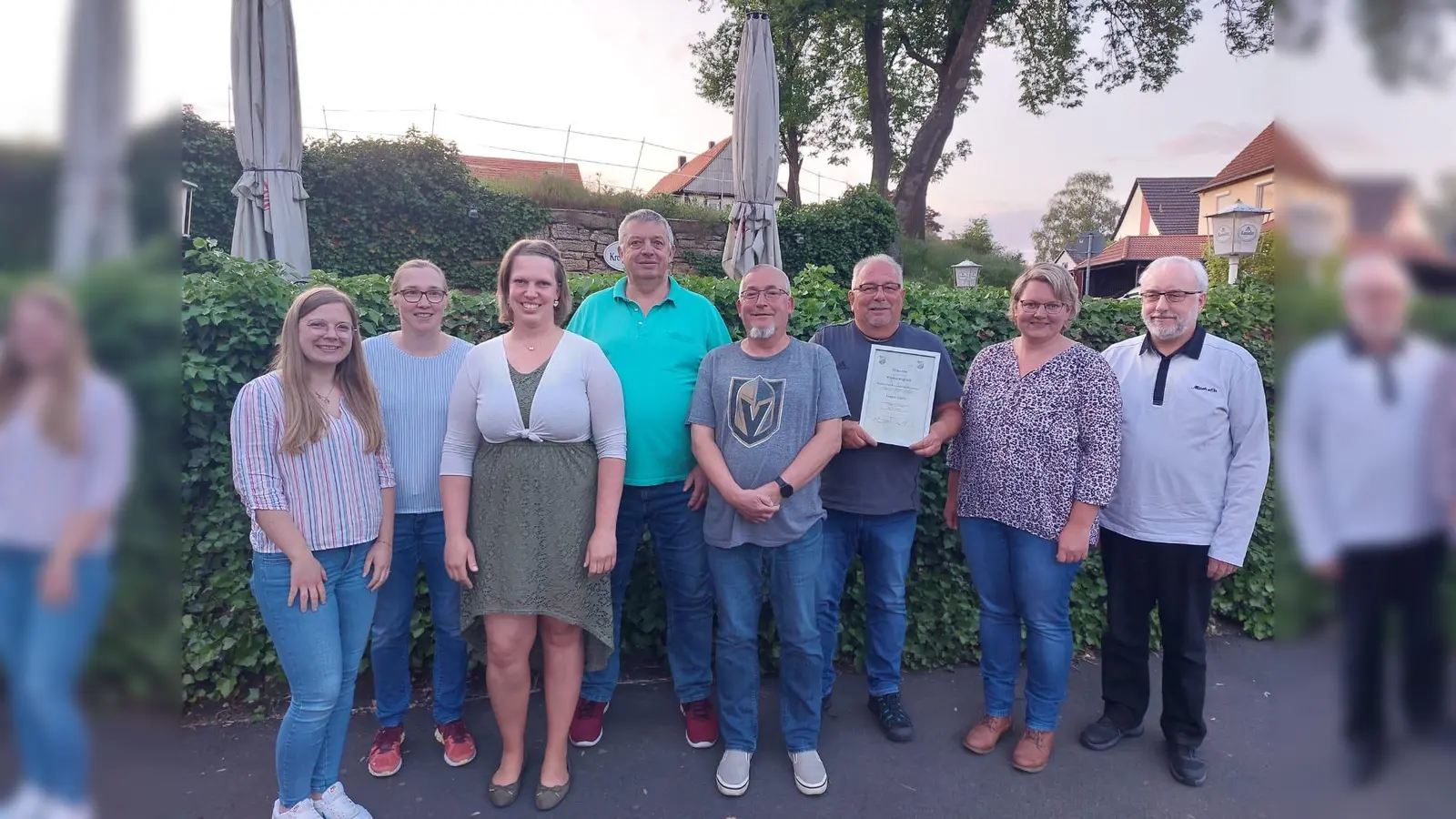 (v.l.) Lena Himmelmann, Carina Winzer, Dorothee Bernhardt, Uwe Himmelmann, Oliver Umbach, Ehrenmitglied Frank Götte, Sabine Bürger, Heinrich Neutze. (Foto: privat)