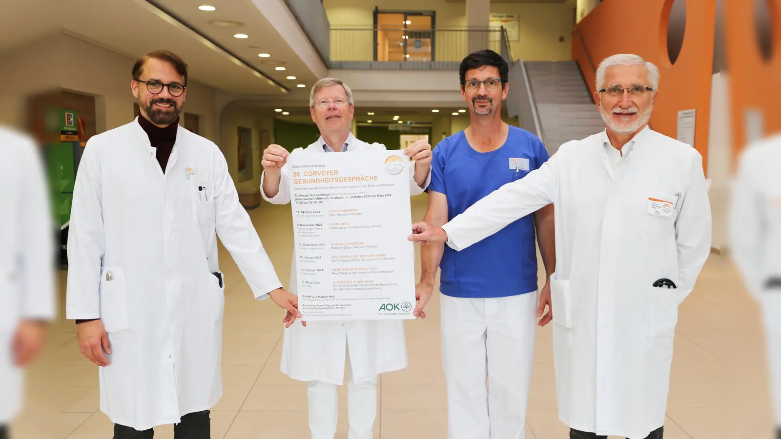 Prof. Dr. Mark Obermann, Dr. Ekkehart Thießen, Dr. Béla Bózsik und Dr. Hans-Jürgen Knopf (von links) präsentieren das Programm.  (Foto: KHWE)