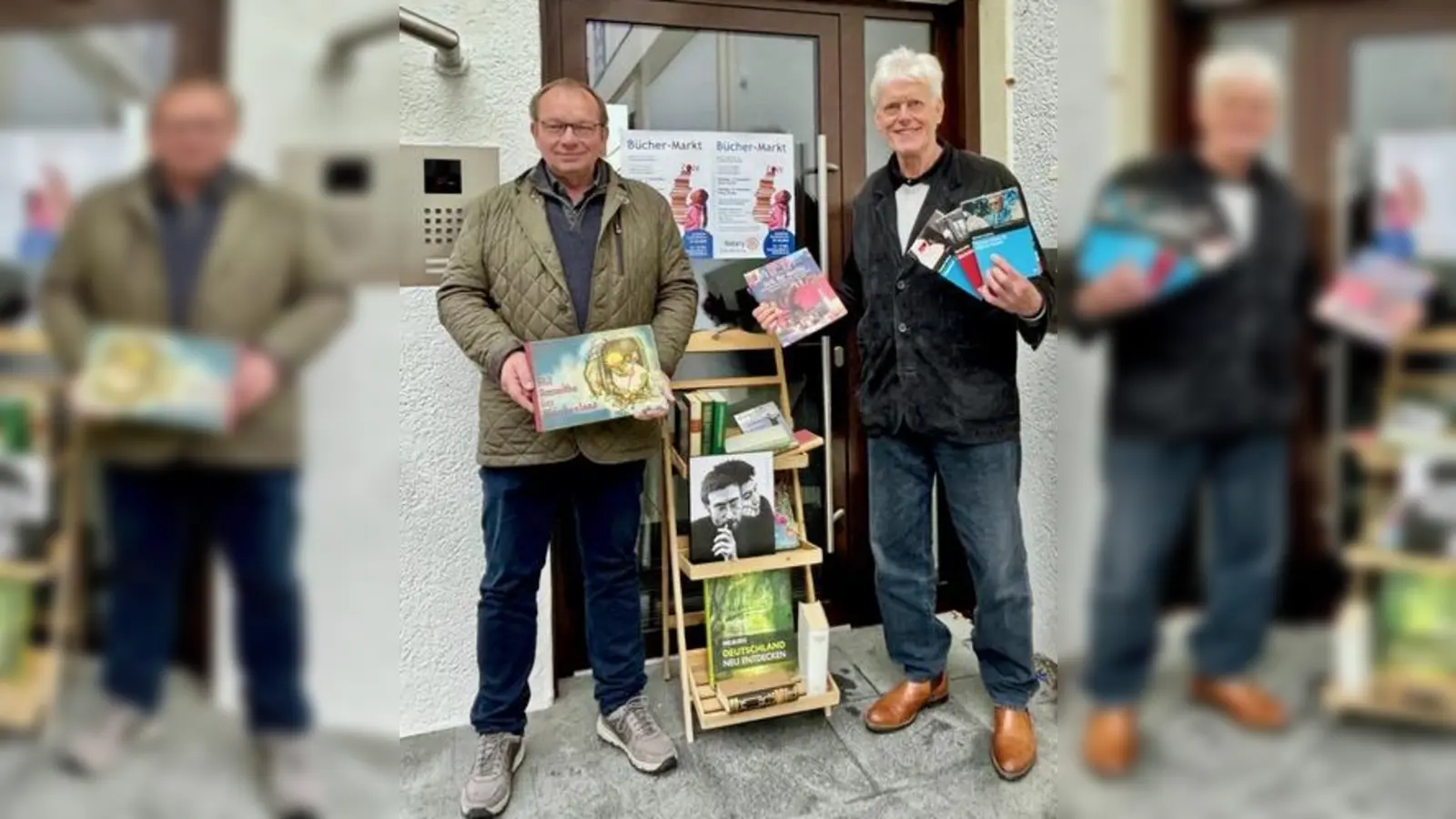 Der letztjährige Präsident Peter Tewes (l.) und der amtierende Präsident Martin Becker (r.) vom Rotary Club Warburg freuen sich auf viele Besucher beim Bücher-Markt. (Foto: privat)