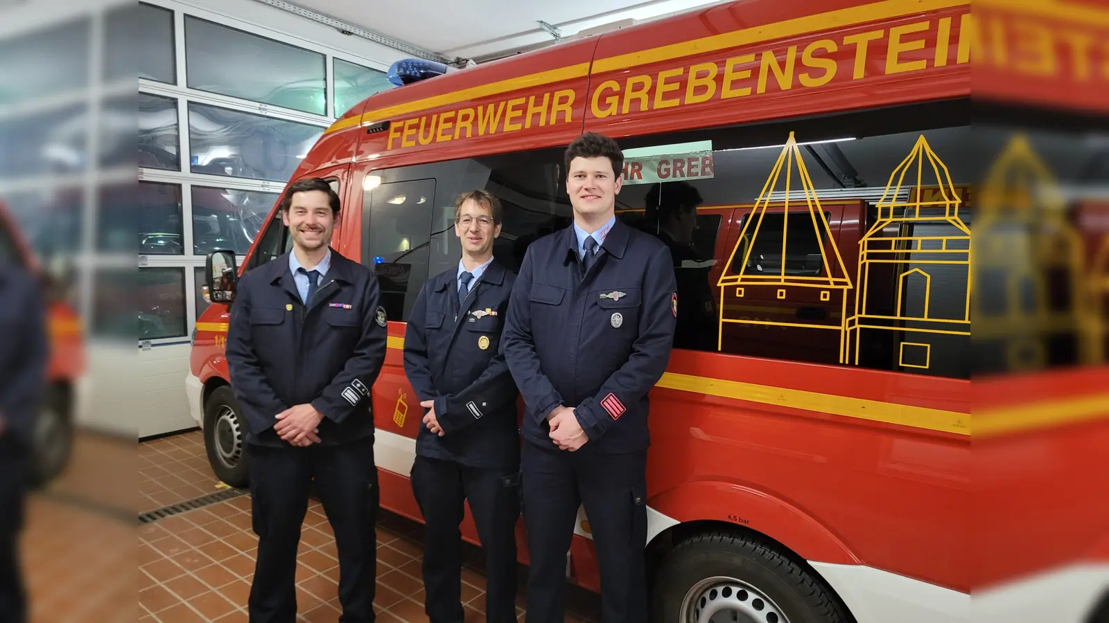 Stadtbrandinspektor Dirk Lindemann, Wehrführer Boris Hartmann, stellv. Wehrführer Clemens Stahl. (Foto: Feuerwehr Grebenstein)