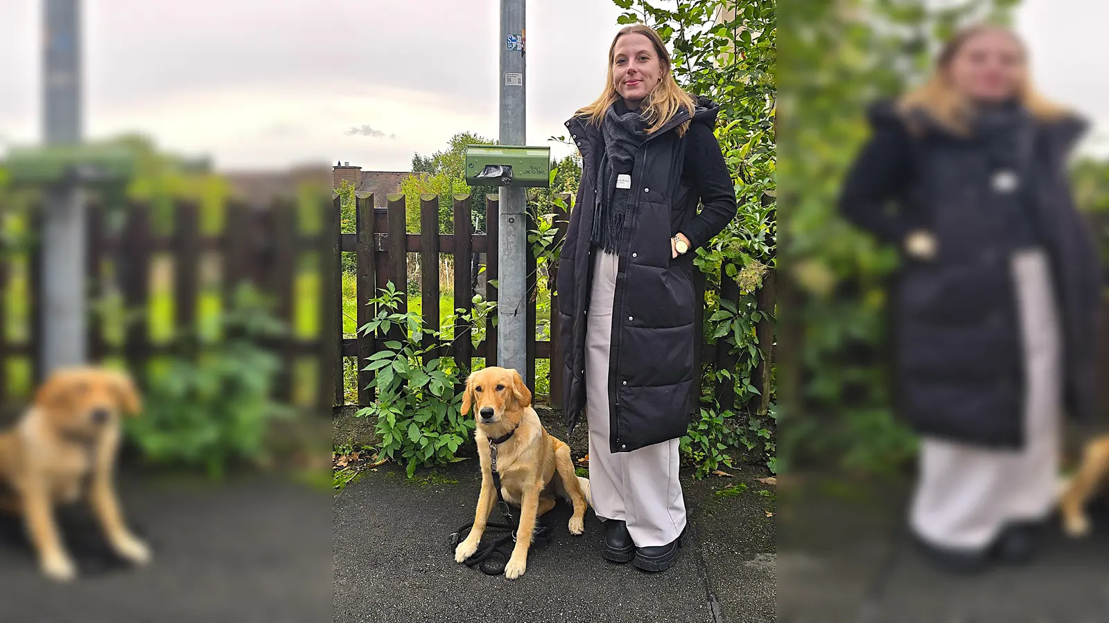 Melissa Jochheim (Bereich Ordnung und Soziales) und Golden Retriever-Hündin Frieda freuen sich auf engagierte Bürgerinnen und Bürger. (Foto: Stadt Warburg)