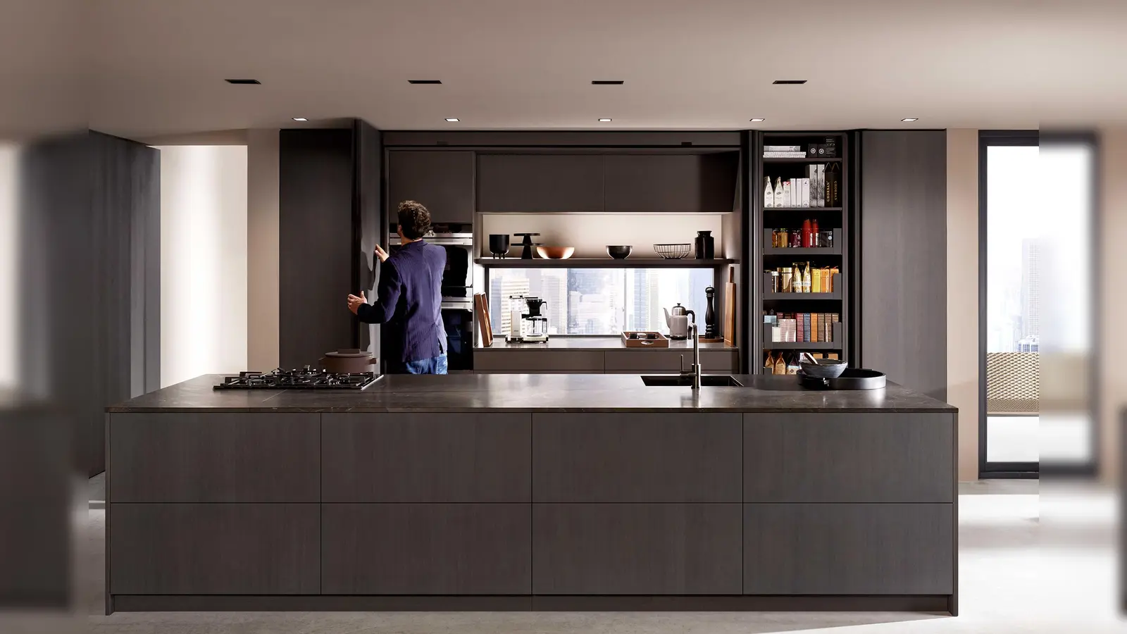 Pocketdoorsysteme sind vielseitig einsetzbar und platzsparend, da keine Schranktüren im Wege stehen. Sie eignen sich zum schnellen Öffnen und Verschließen kompletter Wohnbereiche oder auch nur einzelner Berei-che. (Foto: AMK)
