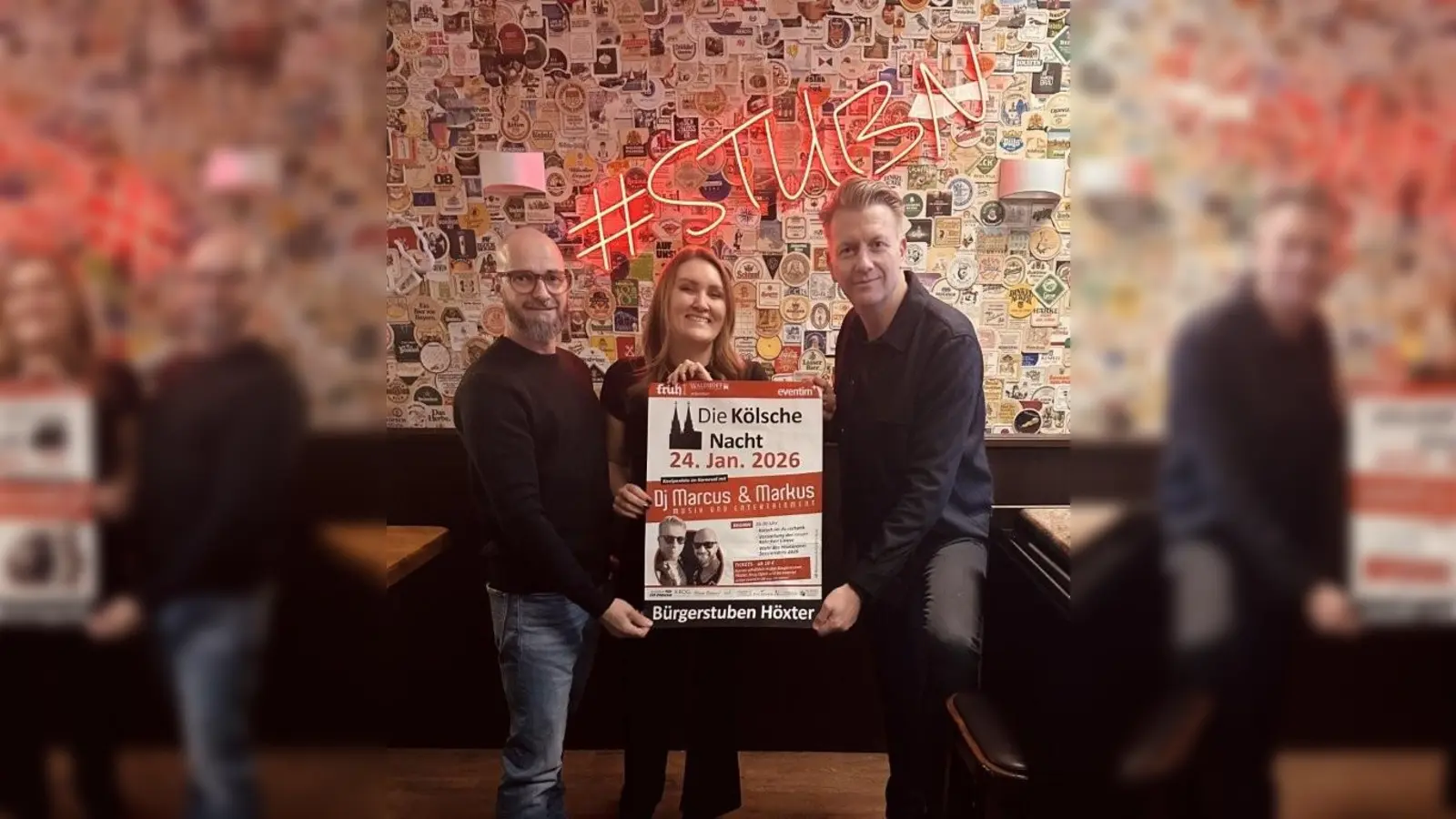 Marcus Stiera, Anna Herrfurth und Markus Finger freuen sich auch in diesem Jahr auf die Kölsche Kneipennacht in den Bürgerstuben. (Foto: privat)