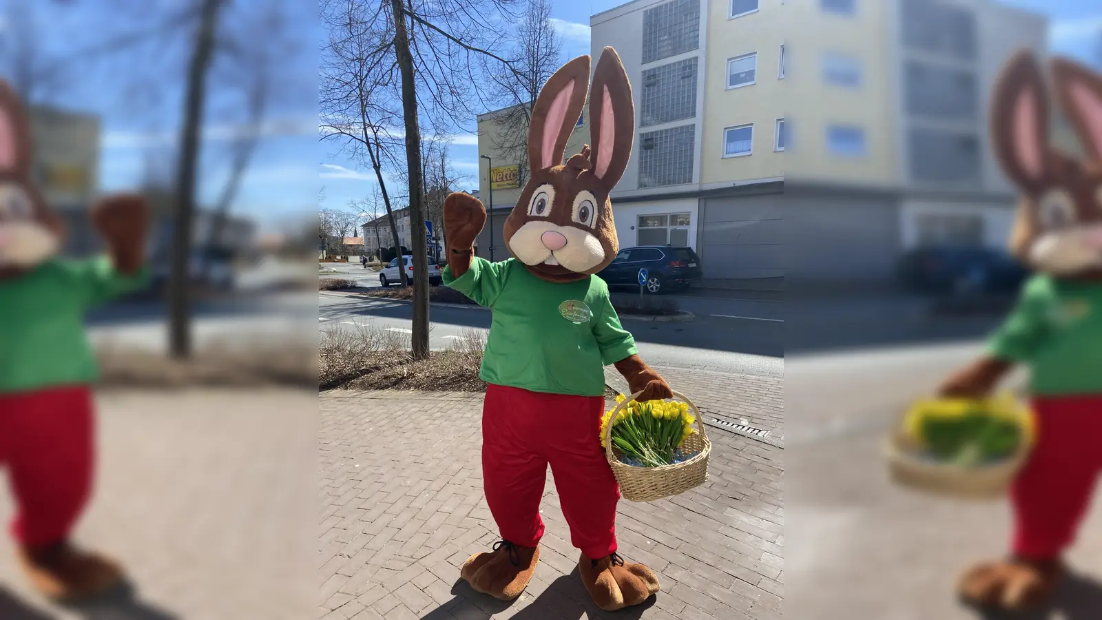 Osterhase Maxi lädt ein zur Rallye in der Warburger Innenstadt. (Foto: privat)