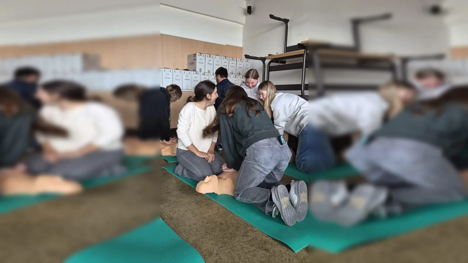 Im Rahmen der bundesweiten „Woche der Wiederbelebung“ haben wir am Gymnasium Beverungen bereits seit Jahren Schülerinnen und Schüler der Jahrgänge 7 bis Q1 intensiv in lebensrettenden Sofortmaßnahmen geschult.  (Foto: privat)