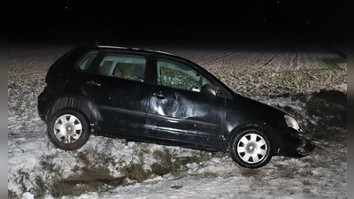 Der Pkw kam von der Fahrbahn ab (Foto: Polizei Kreis Höxter)
