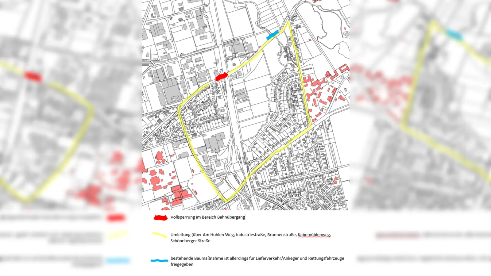 Teilsperrung des Bahnüberganges Am Hohlen Weg/Schöneberger Straße. (Grafik: Stadt Hofgeismar)