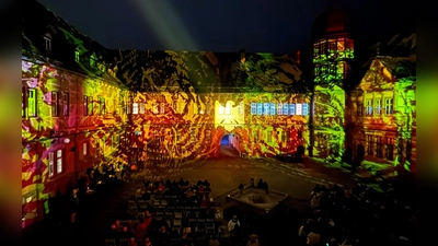 Auf nahezu 300 Grad der Schlossfassade werden faszinierende Lichtbilder und bewegte Szenen projiziert. Dazu erklingt die Tonkulisse im Dolby-Surround-Sound. (Foto: privat)